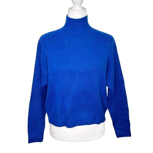 Primark Royal Blue Black Long Sleeve Wool Blend Turtleneck Sweater - Picture 1 of 8